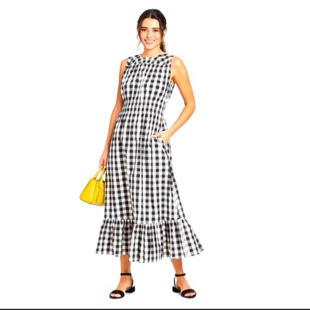 A New Day Summer Black and White Checkered Sleeveless Maxi Dress - XS